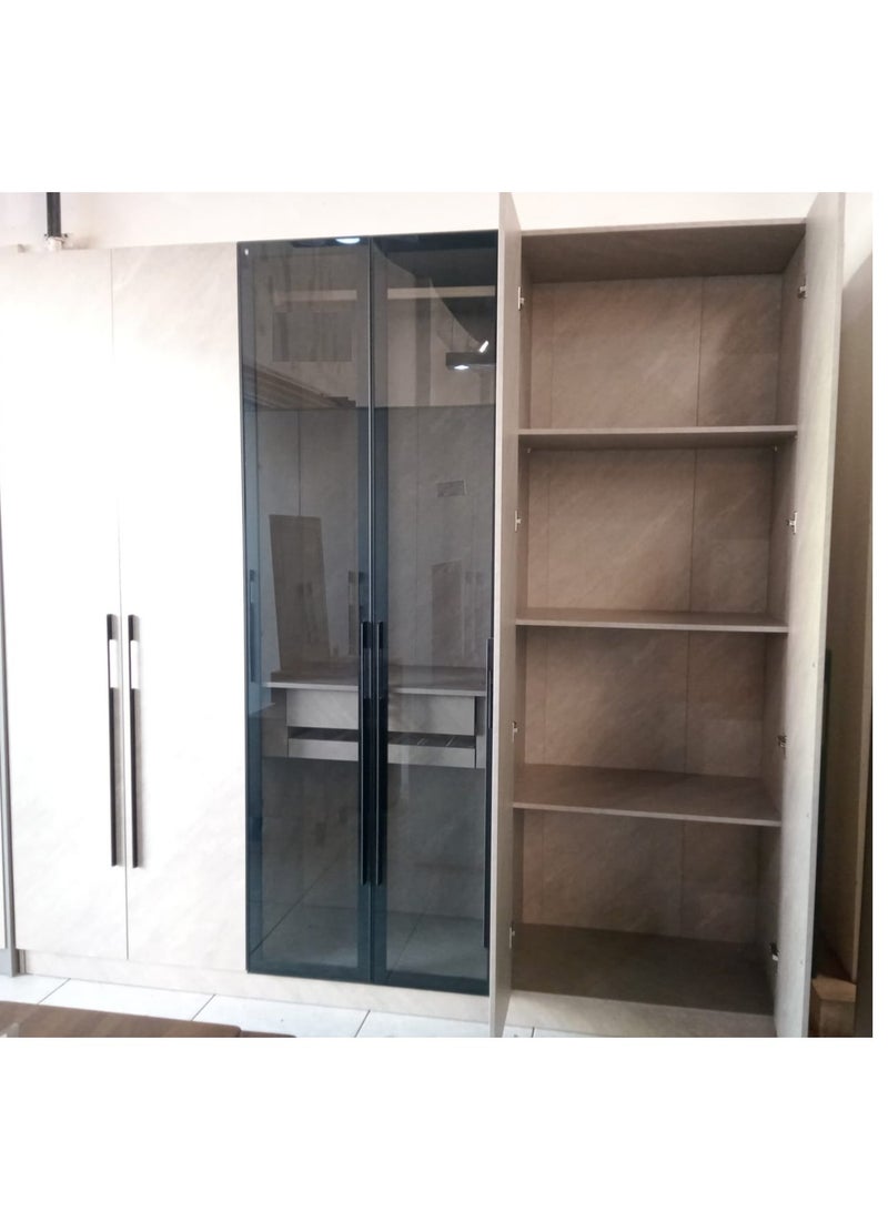 Generic WARDROBE 6 DOOR, MIDDLE 2 DOOR GLASS,5 BIG SIZE SHELVES, MAXIMUM SPACE FOR DRESS HANGER, 1 LOCK DRAWER MARBLE FINISH SHADE  - Image 2