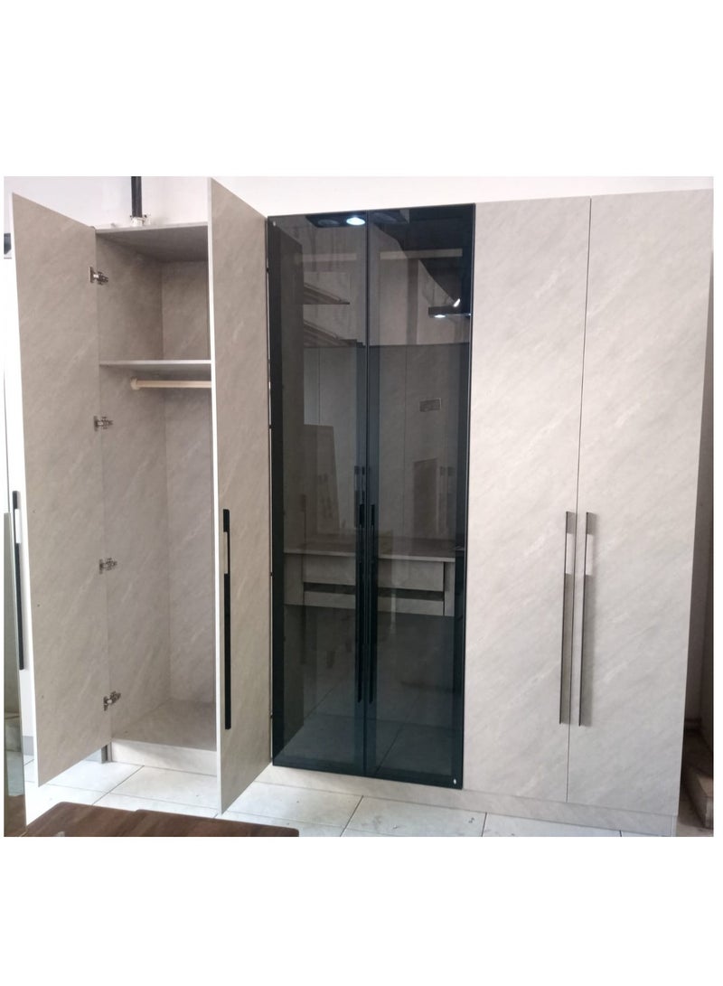Generic WARDROBE 6 DOOR, MIDDLE 2 DOOR GLASS,5 BIG SIZE SHELVES, MAXIMUM SPACE FOR DRESS HANGER, 1 LOCK DRAWER MARBLE FINISH SHADE  - Image 4