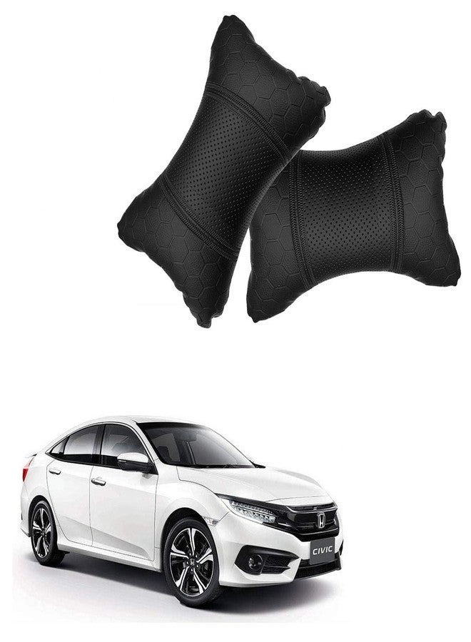 Adroitz Black Leathertte Material Neck Rest Cushion in Football Design for Car_1512 - Image 1