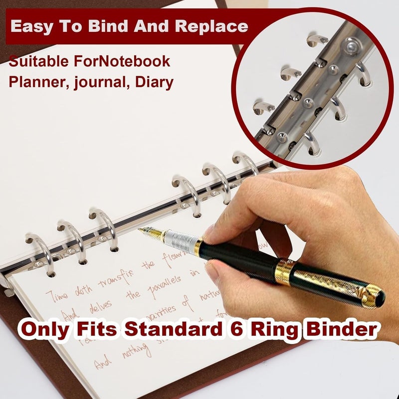 2 Pack Ring Binder A6 Refillable 120 Sheets Paper A 6 Hole Blank A6 Refill Paper Refillable Refill Paper Refill Inserts for A6 Notebooks Diaries Sketches Agenda Planner - Image 4