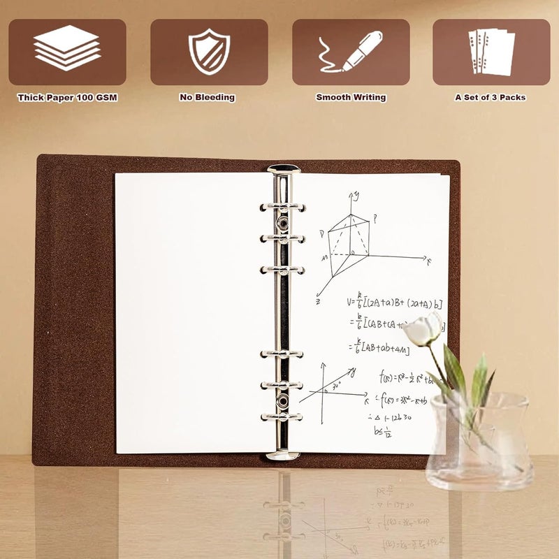 2 Pack Ring Binder A6 Refillable 120 Sheets Paper A 6 Hole Blank A6 Refill Paper Refillable Refill Paper Refill Inserts for A6 Notebooks Diaries Sketches Agenda Planner - Image 5