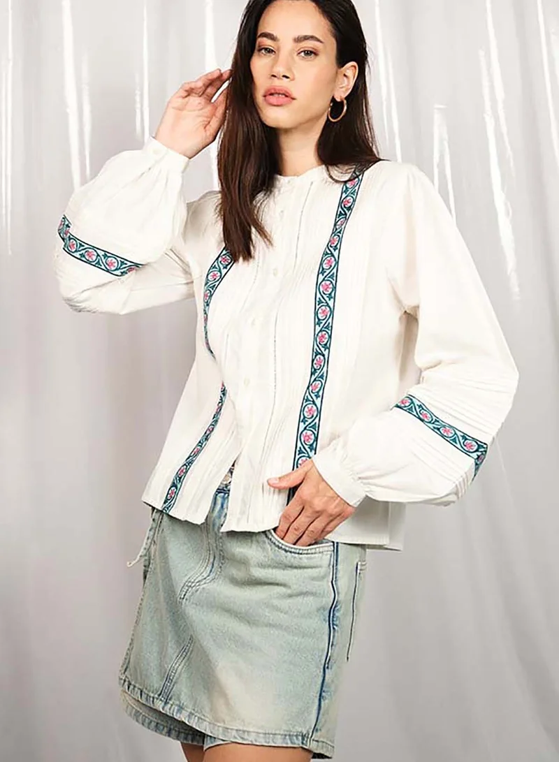 Virgio VIRGIO 100% Cotton Jaipur Block Print Pin Tuck Top