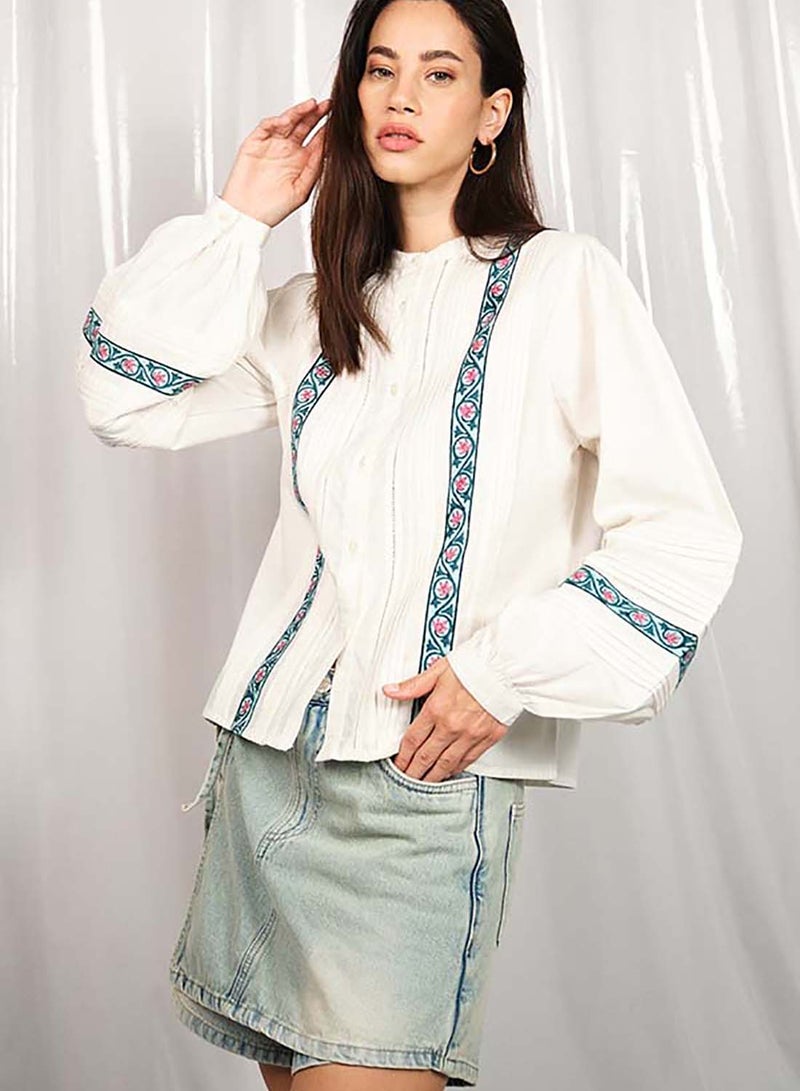 Virgio VIRGIO 100% Cotton Jaipur Block Print Pin Tuck Top  - Image 1