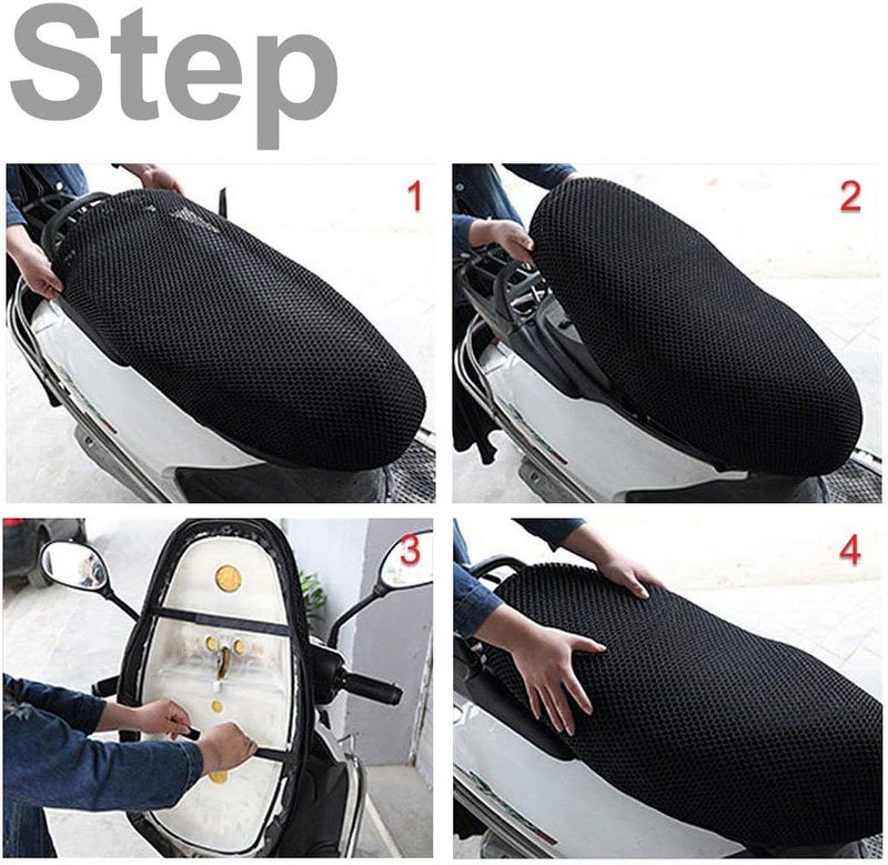 AUTUT Motorcycle Scooter Moped Seat Cover - XXL Black Red - Image 3