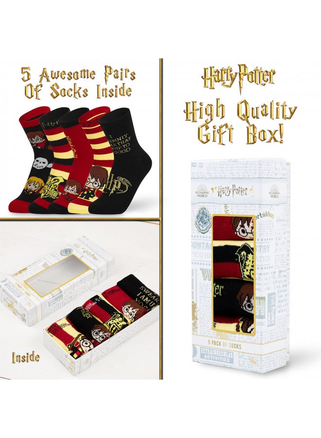 Harry Potter جوارب هاري بوتر للنساء بطول الساق، جوارب هوغوورتس للنساء والمراهقات ناعمة، قابلة للتنفس، مريحة، جوارب عمل غير رسمية عبوة من 5 - هدايا لها - Image 4