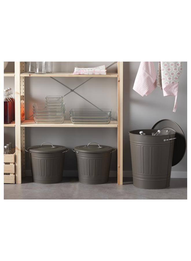 زبون سلة مهملات مع غطاء، رمادي، 16 لتر - Image 3