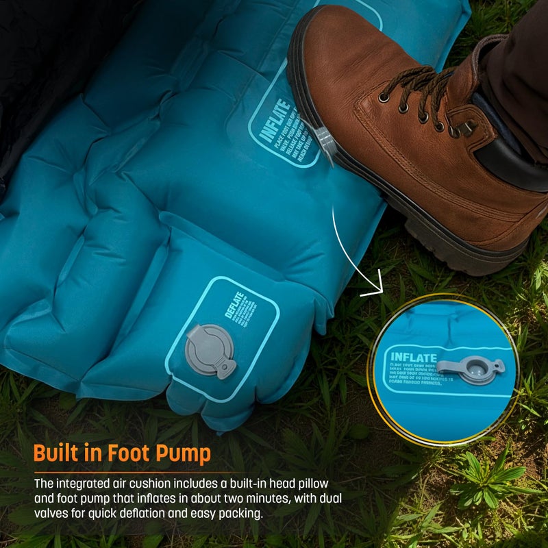 Rangland Sleeping Bag with Built-in Pad (AirPack Sleeper) - All-in-One Inflatable Sleeping Pad and Zip-Up Blanket for Camping with Built-in Foot Pump (Black/Green) 80"Ã—30" - Image 4