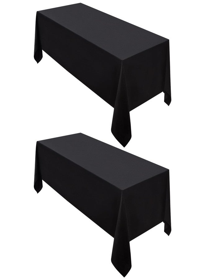 Surmente 2 Pack Black Tablecloth 60 x 102-inch Rectangular Polyester Table Cloth for Weddings, Banquets, or Restaurants - Image 1