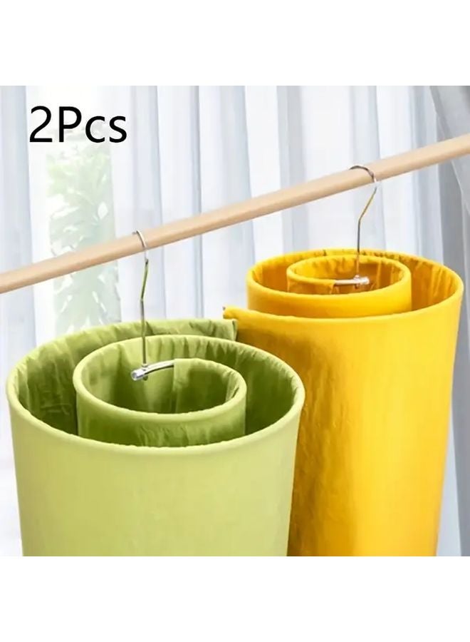 2pcs Foldable Spiral Clothes Drying Rack Stainless Steel Laundry Hanger For Bed Sheets - Image 1