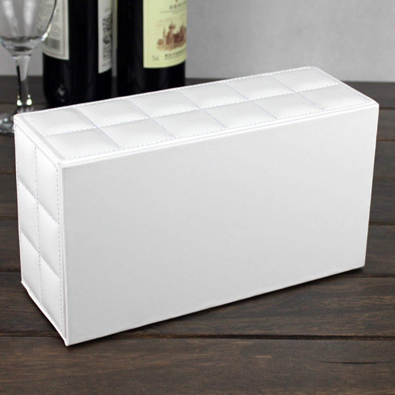RHCSZ High-end Fashion Pu Leather Tissue Box Holder Cover Rectangular,Napkin Facial Tissues Cube Dispenser,Tissue Cover Decorative Container with Magnetic Bottom for Home Office Car (White) - Image 5