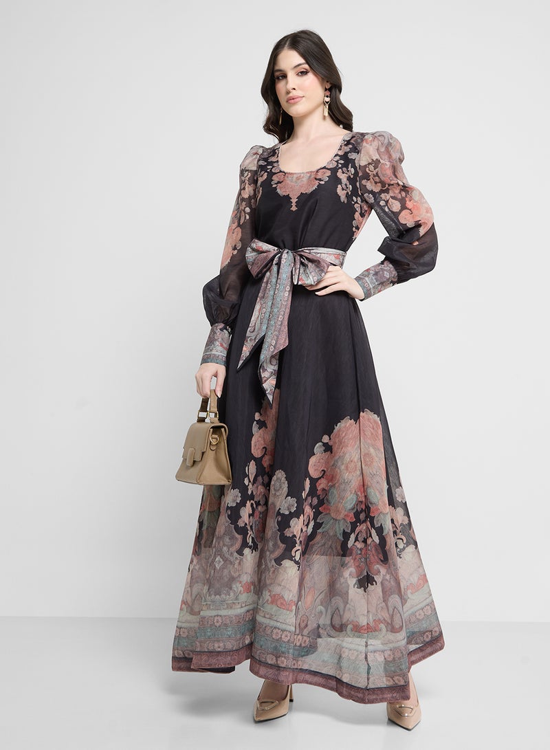 خزانة فستان شيفون بنقشة الزهور - Image 4