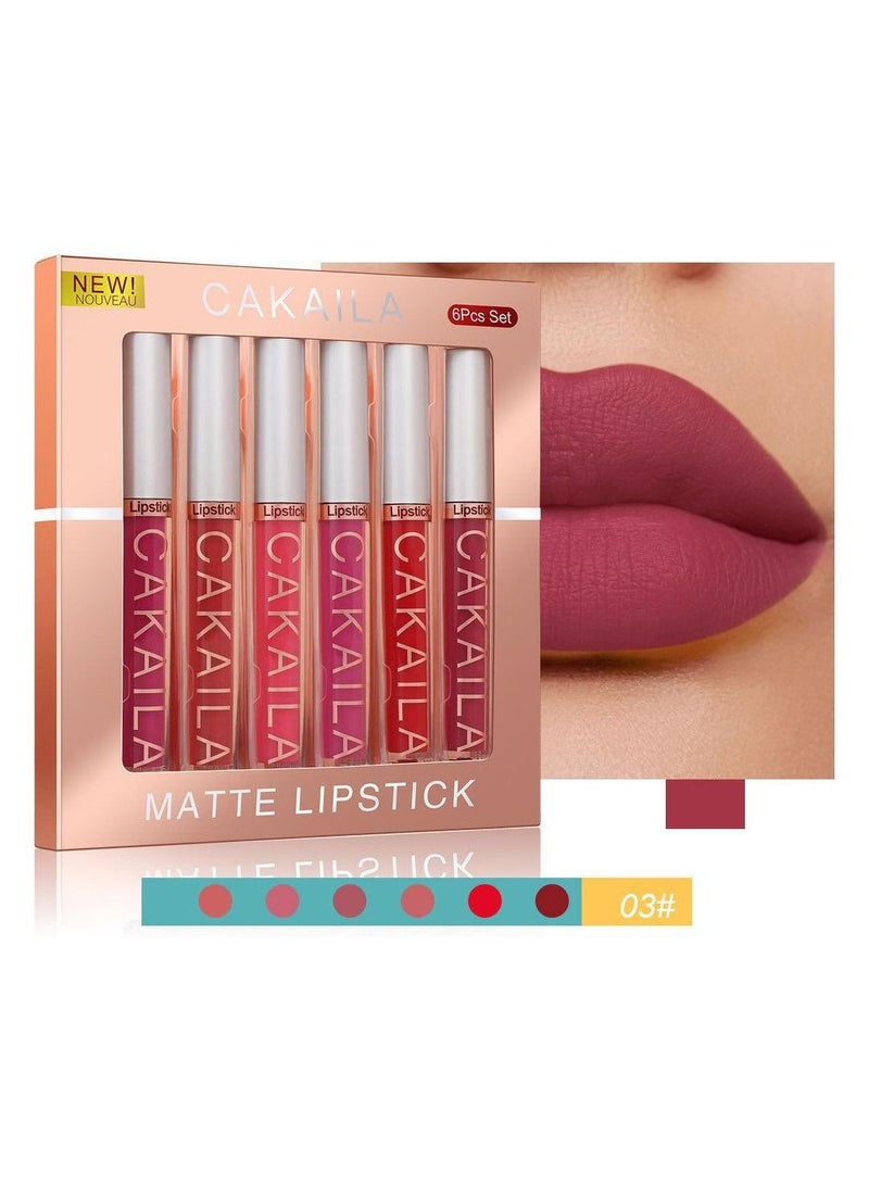 CAKAILA 6-Piece Matte Waterproof Liquid Lipstick & Moisturizing Lip Lacquer Set C  - Image 3