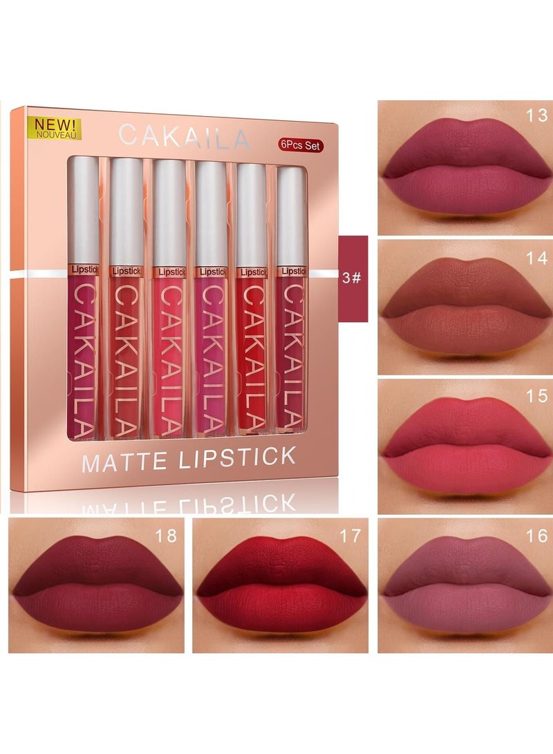 CAKAILA 6-Piece Matte Waterproof Liquid Lipstick & Moisturizing Lip Lacquer Set C  - Image 2