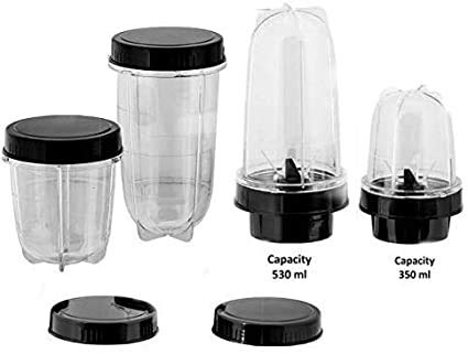 Rotomix Delight ABS Transparent Plastic Bullet Jar for Mixer Grinder - Set of 2 (530 ML & 350 ML, Black) - Image 2