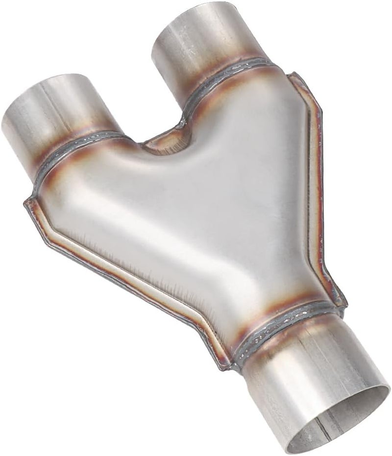 LCGP Stainless Steel Y Pipe 2.5 Inch ID Single to 2.25'' Inch ID Dual Exhaust Adapter Connector 10" Overall Length - Image 1