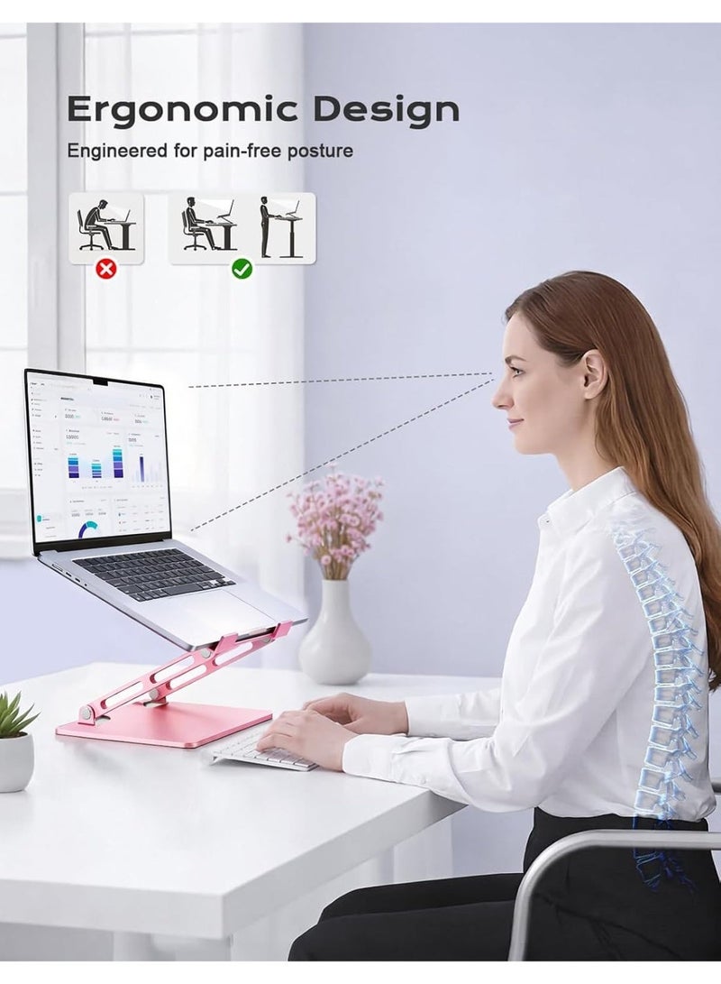 Laptop Stand with Cooling Fan, Foldable Metal Laptop Riser with 360° Rotating Base, Dual-Axis Adjustable Notebook Holder with Ventilation Design for 10-17.3 Inch Laptops and Tablets - Image 2