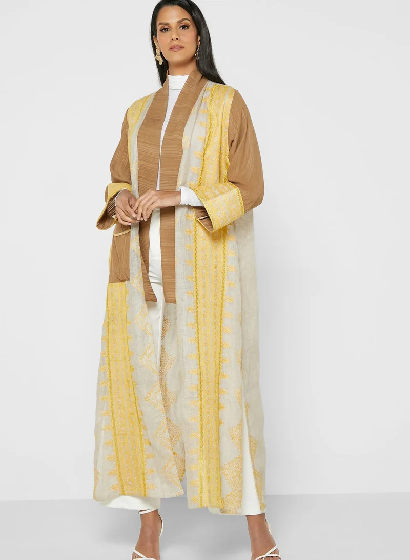 Line73 by Zahra Printed Pocket Detail Abaya
