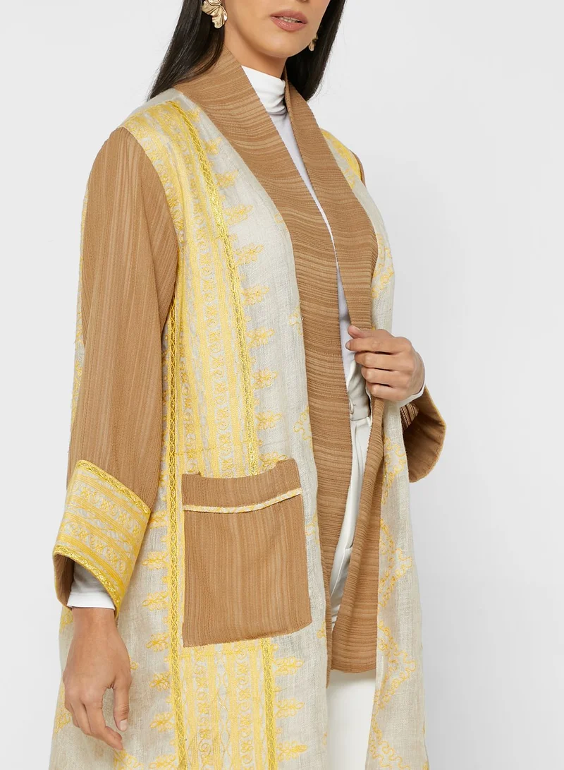 Line73 by Zahra Printed Pocket Detail Abaya