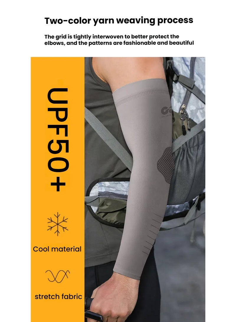 لون الكتان واقية من الشمس الجليد الحرير الأكمام| الأشعة فوق البنفسجية حماية الشمس الذراع الأكمام التبريد الرياضية كم مكافحة الانزلاق الجليد الحرير دفئ الذراع يغطي للرجال والنساء - Image 4