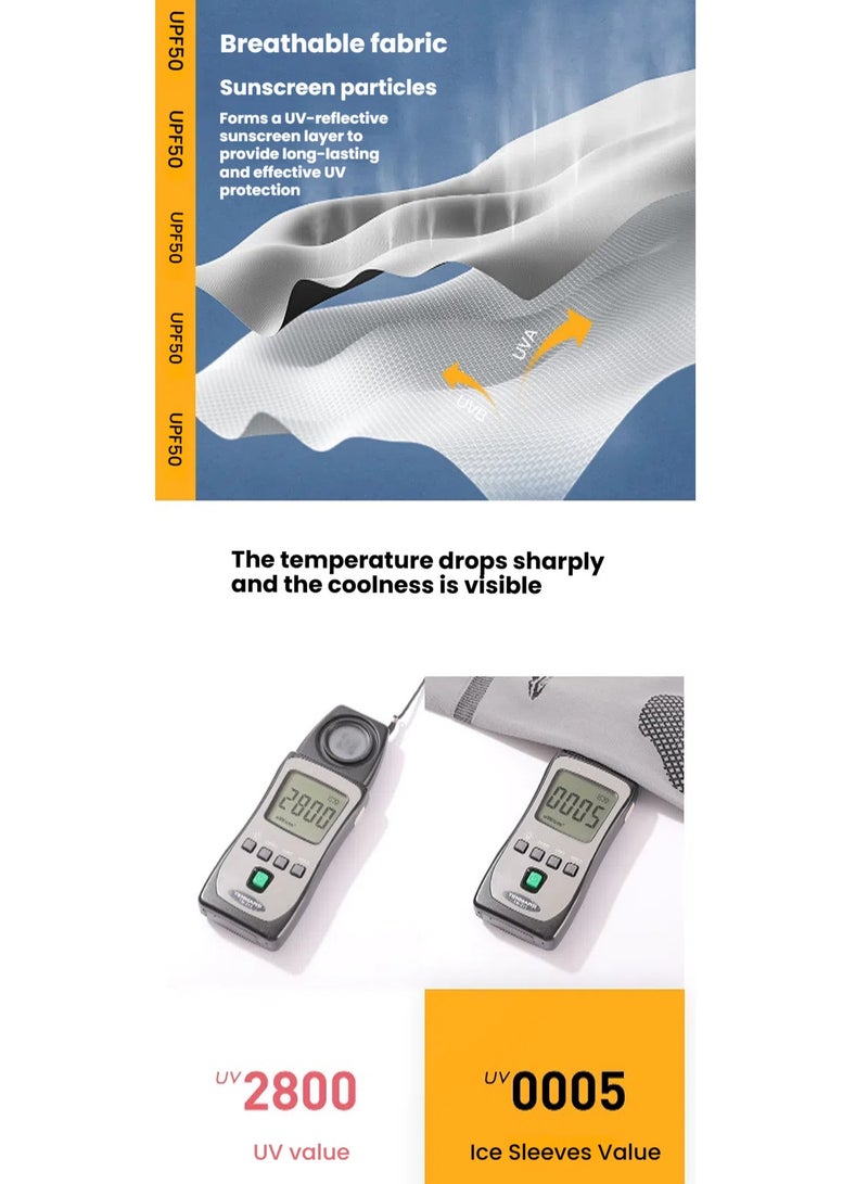 لون الكتان واقية من الشمس الجليد الحرير الأكمام| الأشعة فوق البنفسجية حماية الشمس الذراع الأكمام التبريد الرياضية كم مكافحة الانزلاق الجليد الحرير دفئ الذراع يغطي للرجال والنساء - Image 3