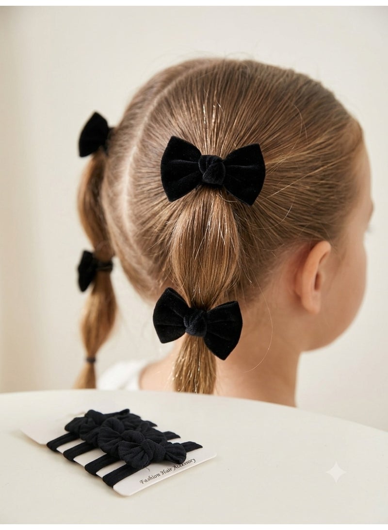 1st Choice (First Choice) Elegant Hair Accessory Set - 12 Pieces - Soft Velvet Black Knotted Ribbon (Bow) Design - Premium Quality - Suitable for Everyday Hairstyles and Special Occasions - Image 2