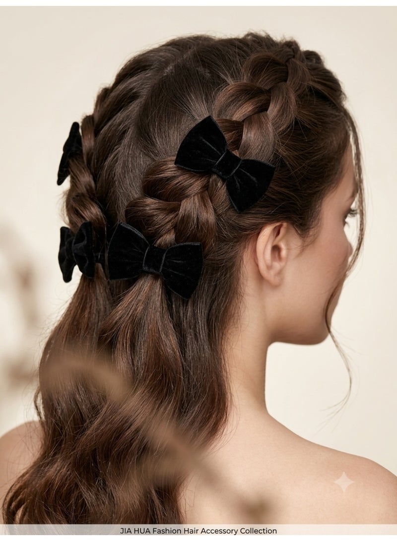 1st Choice (First Choice) Elegant Hair Accessory Set - 12 Pieces - Soft Velvet Black Knotted Ribbon (Bow) Design - Premium Quality - Suitable for Everyday Hairstyles and Special Occasions - Image 4
