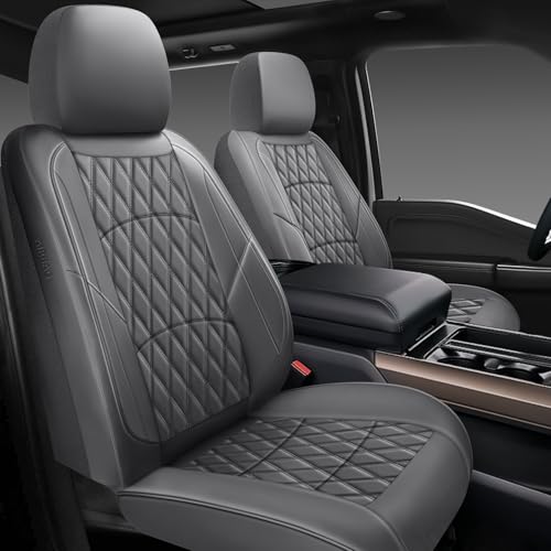 NS YOLO Leather Car Seat Covers,Universal Fit for Most Cars,SUVs and Sedans,Waterproof Luxury Leatherette Cushions, 5 Seats Protectors (Grey, Full Set-5 Seats(Front and Rear)) - Image 1