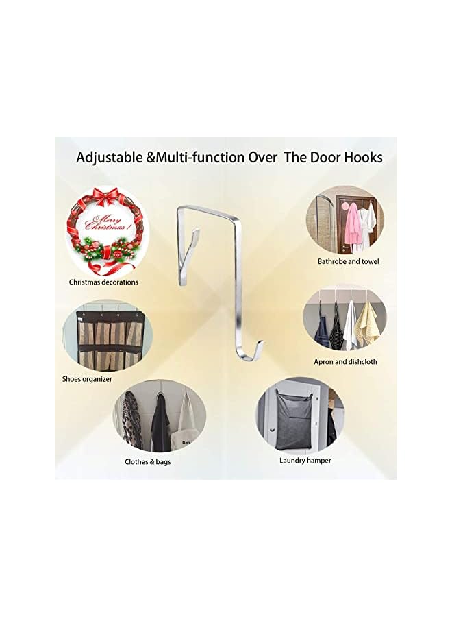 promass 12 Pcs Adjustable Over The Door Hooks, Heavy Duty Stainless Steel Door Hanger and Door Hooks for Living Room, Bathroom, Bedroom, Hanging Keys, Hats,Towels, Coats and Handbags - Image 2