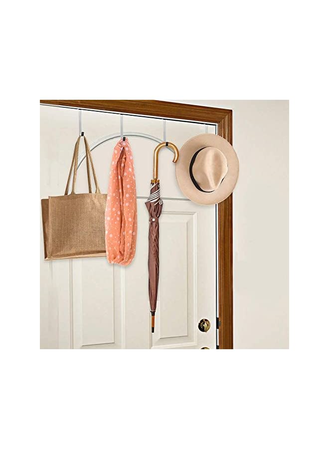 promass 12 Pcs Adjustable Over The Door Hooks, Heavy Duty Stainless Steel Door Hanger and Door Hooks for Living Room, Bathroom, Bedroom, Hanging Keys, Hats,Towels, Coats and Handbags - Image 3