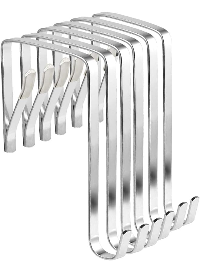 promass 12 Pcs Adjustable Over The Door Hooks, Heavy Duty Stainless Steel Door Hanger and Door Hooks for Living Room, Bathroom, Bedroom, Hanging Keys, Hats,Towels, Coats and Handbags - Image 1