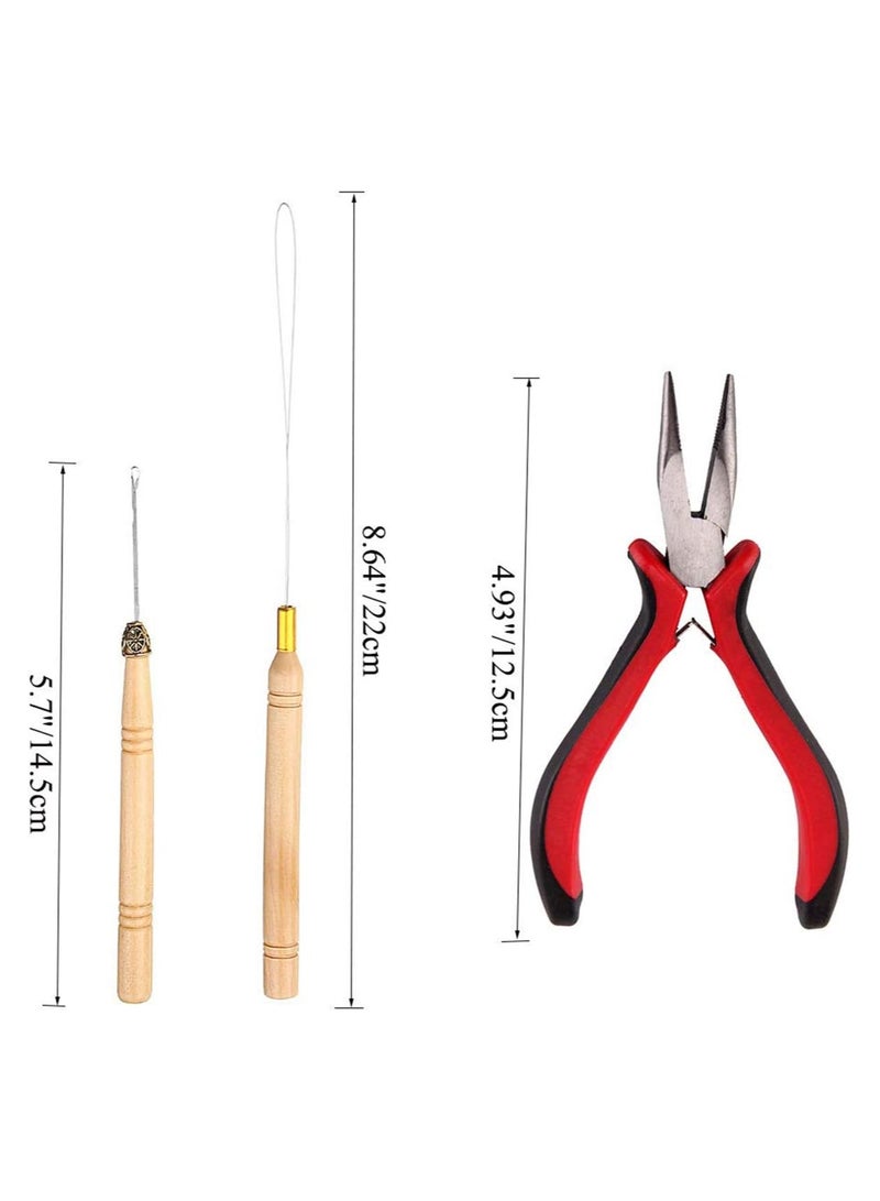 إستيل مجموعة وصلات الشعر Estelle، مجموعة وصلات الشعر المستعار كماشة وحلقة طرفية مع 500 قطعة من ملحقات وصلات الشعر ذات الحلقات الصغيرة (بني) - Image 3