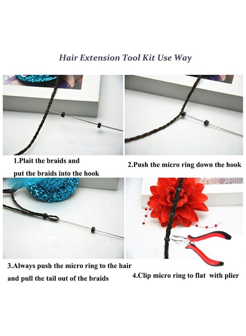 إستيل مجموعة وصلات الشعر Estelle، مجموعة وصلات الشعر المستعار كماشة وحلقة طرفية مع 500 قطعة من ملحقات وصلات الشعر ذات الحلقات الصغيرة (بني) - Image 5