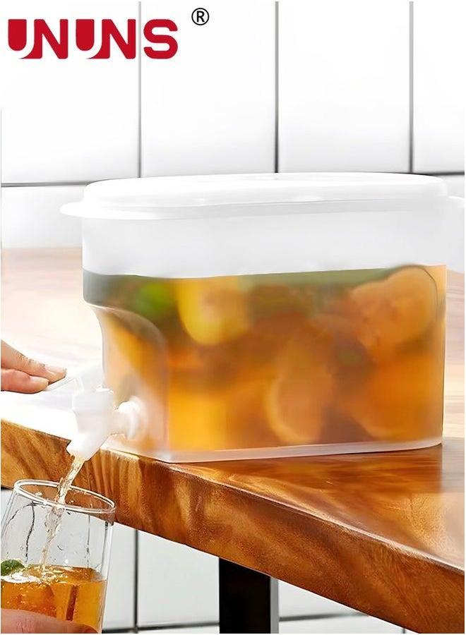 UNUNS Iced Beverage Dispensers,3.5L Cold Water Pitcher In Refrigerator With Faucet,Plastic Large Capacity Dispenser,Lemonade Fruit Teapot Drink Dispenser For Daily Use  - Image 1