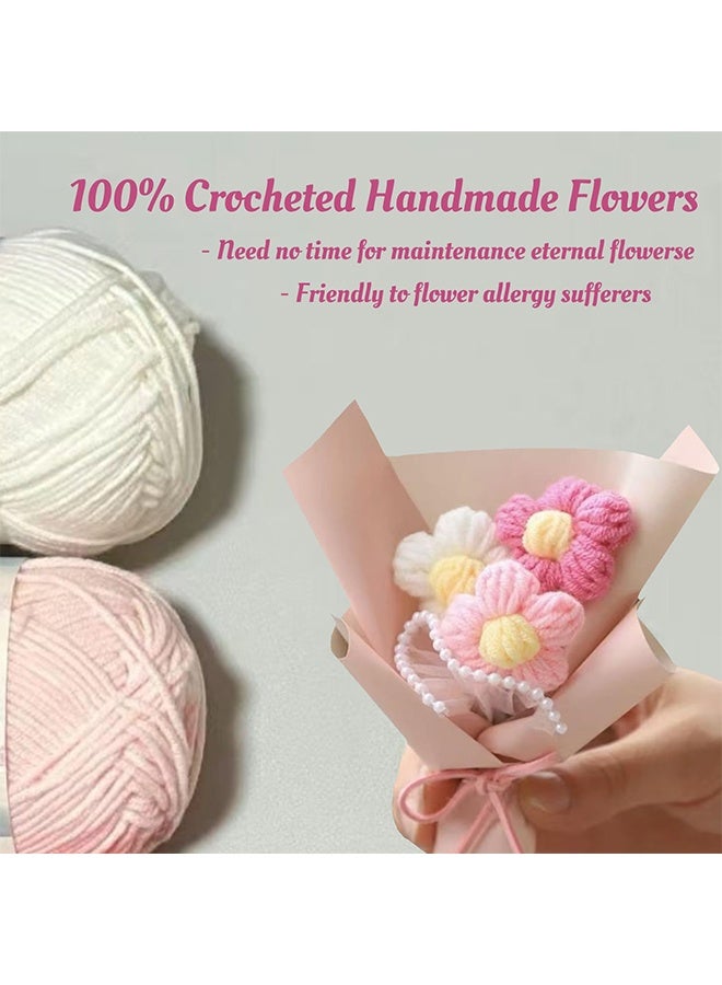 TodyJeyHo MINI simulation flowers, Crochet Flower Bouquet, hand woven bouquets, mini crochet eternal artificial flowers, home decoration, birthdays, office desk gifts (orange+pink) - Image 3