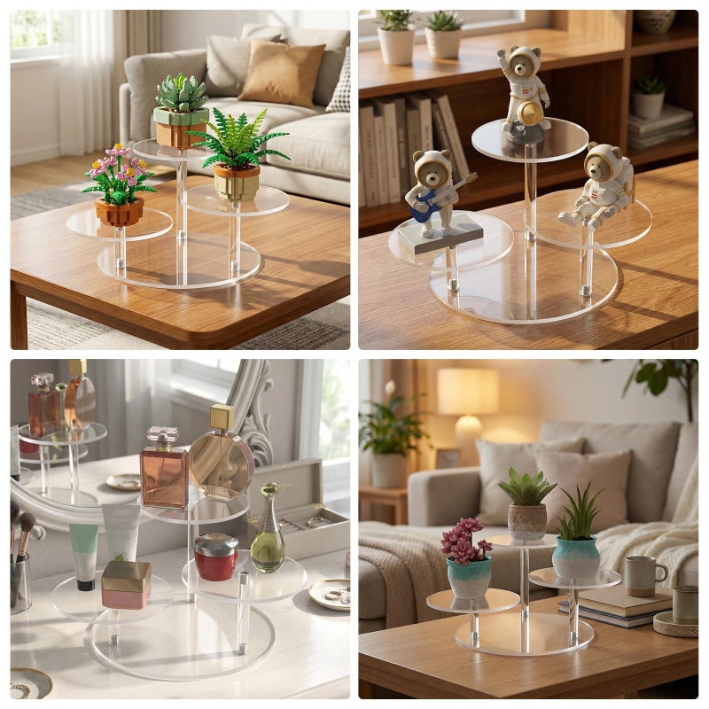 NiHome Clear Acrylic Display Stand for LEGO Botanical Collection Sets, Multi-Tier Showcase Figurine Display Shelf Riser for Collectibles and Room Decor, Perfume Riser Holder, Tabletop Plant Stand - Image 5