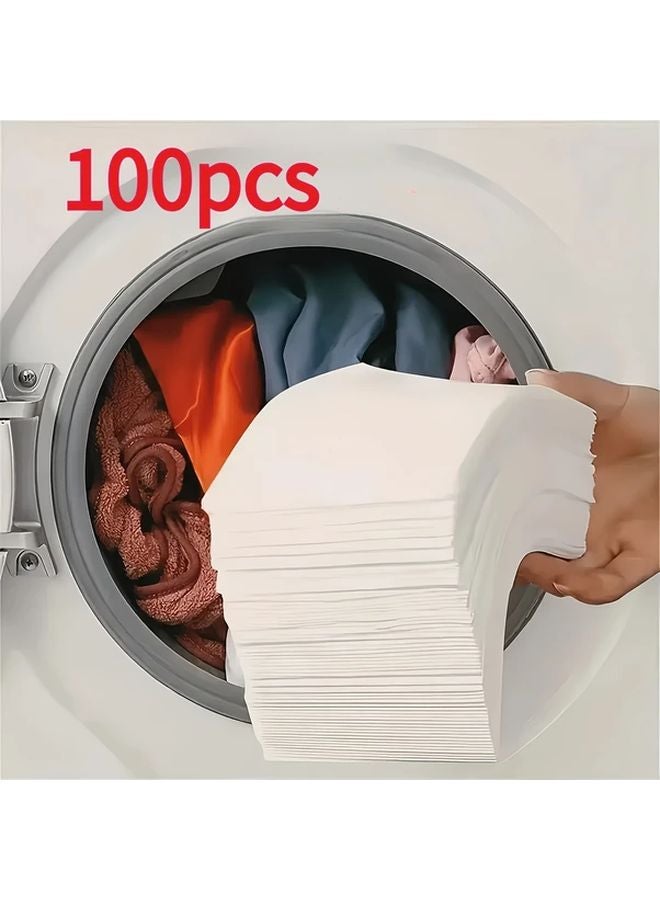White Color Catcher Laundry Sheets 100pcs Chemical Free Dye Trapping Anti Transfer Wash Paper - Image 2