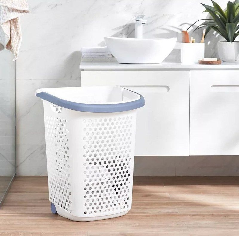 Plastic Laundry Basket with Wheels and Handle for Easy Movement - Image 2