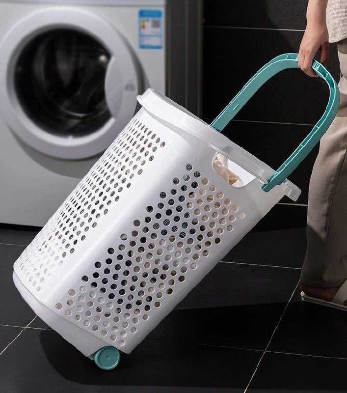 Plastic Laundry Basket with Wheels and Handle for Easy Movement - Image 1