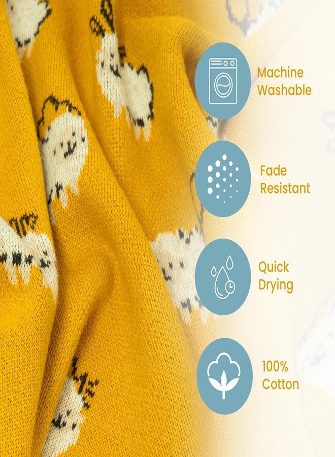 TIDY SLEEP بطانية تيدي سليب المحبوكة من القطن الخالص 100% للأطفال حديثي الولادة، غطاء لحاف ناعم ومسامي للأولاد والبنات حديثي الولادة | المقاس 100 سم × 80 سم، من 0 إلى 18 شهرًا (نقشة خروف) - Image 3