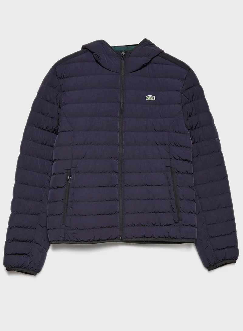 LACOSTE Foldable Hooded Water Resistant Jacket