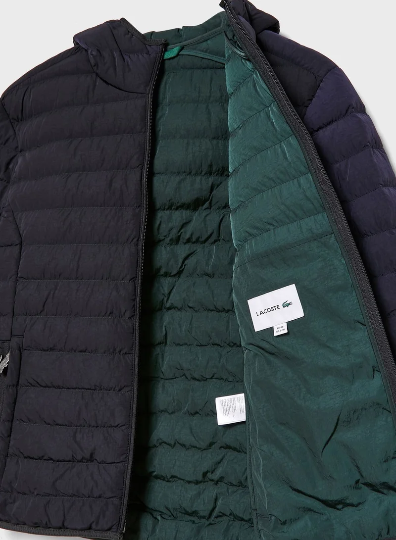LACOSTE Foldable Hooded Water Resistant Jacket