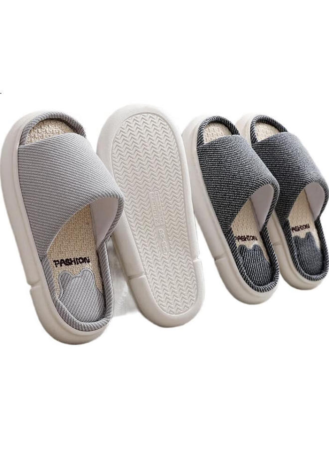 GUOLUOFEI Linen Slippers For Men And Women, All-Season Couple Indoor Non-Slip Cotton Linen Floor Sandals, Light Gray, Size 40-41 - Image 1