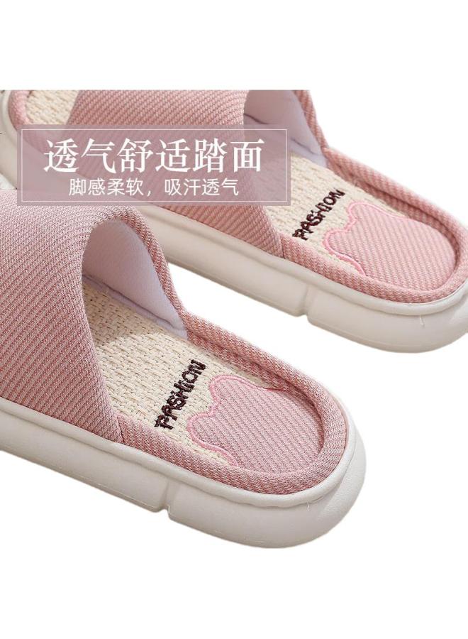 GUOLUOFEI Linen Slippers For Men And Women, All-Season Couple Indoor Non-Slip Cotton Linen Floor Sandals, Light Gray, Size 40-41 - Image 2
