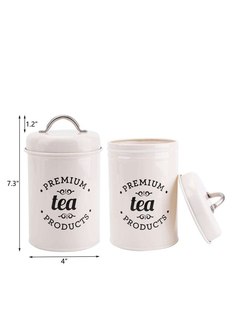 XiuWoo 3PCS Airtight Kitchen Canister with Lids, Coffee, Tea, Sugar Metal Containers Jars, Decorative Kitchen Food Canister Jars, white  - Image 3