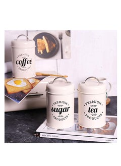 3PCS Airtight Kitchen Canister with Lids, Coffee, Tea, Sugar Metal Containers Jars, Decorative Kitchen Food Canister Jars, white - pzsku/Z914FB2C9E472C6C275B9Z/45/_/1721717735/d5155bdf-d37a-4b34-bf4e-50356eadf929