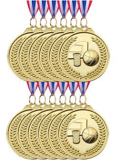 Generic 12 Pack Basketball Medals with Ribbons, Gold Award Medals Winner Medals, Basketball Zinc Alloy Medals for Basketball Team Gifts, Basketball Games Party Favors Prizes for Children Adults, 2.56 inches  - Image 4