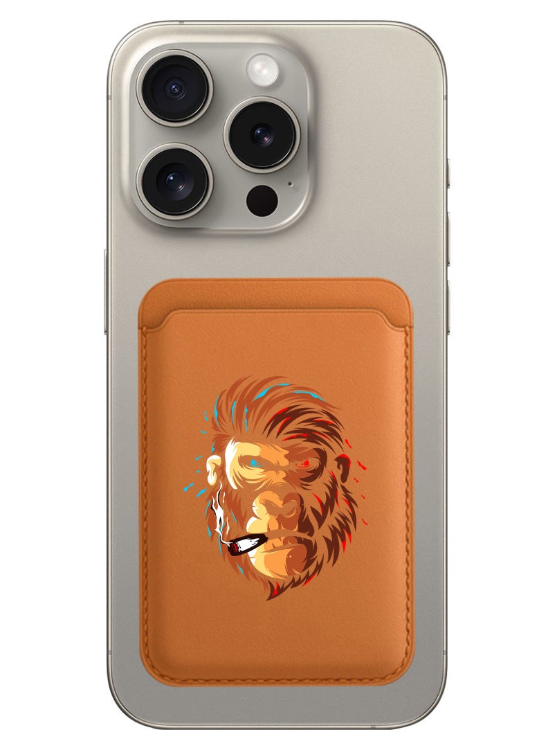Theodor Magnetic Wallet, Compatible with MagSafe Wallet, for iPhone Wallet, for iPhone 16/15/14/13/12 Series, Not for iPhone 13/12 mini, 3 Card Holder, Vegan Leather, Brown - Gorilla head - Image 1