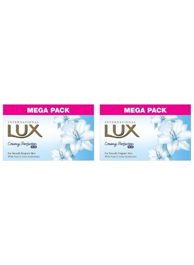 Luvlap LUX International Creamy Perfection Plus For Smooth Fragrant Skin with White Rose And Swiss Moisturizer bathing Soap | For Glowing Skin | 500 g (4 x 125 g) (Pack of 2)