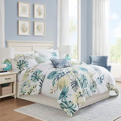 Harbor House 100% Cotton Duvet Cover, Coastal, Beach Cottage Design, All Season, Breathable Comforter Tropical Bedding, Matching Shams, Lorelai Monstera Leaf Cal King (106"x90") 5 Piece - Image 3
