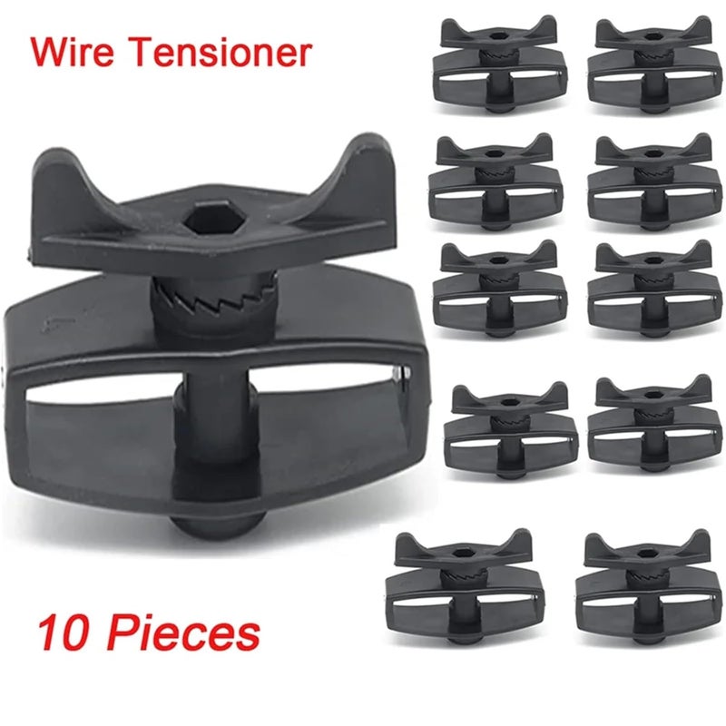 Portable Electric Fence Wire Tensioner 10 Pieces Black Plastic Accessories - Image 3